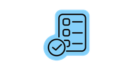 Blue icon with a checklist and checkmark, symbolizing task completion or action taken.
