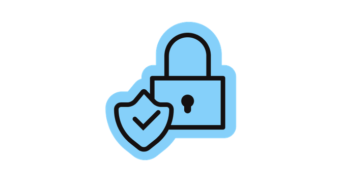 Blue padlock and shield icon symbolizing secure, smarter work with Flip Flows platform.