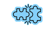 Two blue puzzle pieces connecting, symbolizing integration and connectivity.