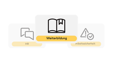 HR, Weiterbildung, Arbeitssicherheit Icons; Mitarbeiterplattform, Mitarbeiter App, HR-Portal.
