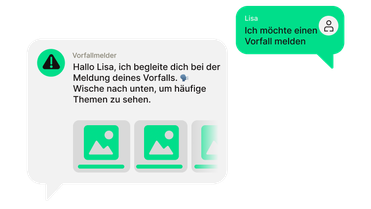 Mitarbeiter App: Vorfallmelder-Chat unterstützt Vorfallmeldung, Flip Flows, HR-Portal, Employee Experience Platform.