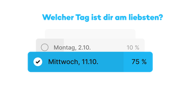Umfrage in Mitarbeiterplattform: Welcher Tag ist dir am liebsten? Flip Flows, Mitarbeiter App.