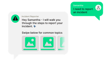 Flip Flows Employee App: I need to report an incident chat, empowering frontline via HR-Software, Ops.