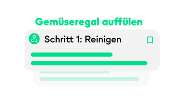 Gemüseregal auffüllen, Schritt 1: Reinigen; Flip Flows, Mitarbeiter App, Employee Experience Platform.