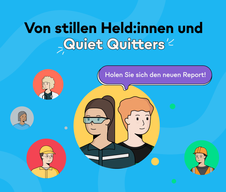 Illustration von Menschen mit dem Text Von stillen Held:innen und Quiet Quitters.