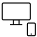 Minimalist black desk icon with a small circle in the lower right; no text or UI elements shown.
