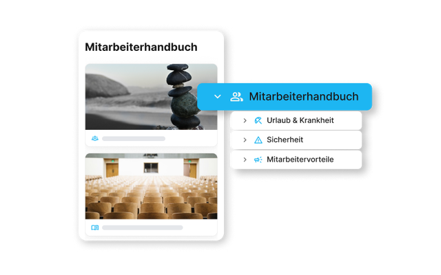 Mitarbeiterplattform: Mitarbeiterhandbuch, Urlaub & Krankheit, Sicherheit, Mitarbeitervorteile, HR-Portal.