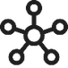 Black hub icon with five connected circles