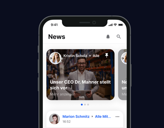 Mitarbeiter App Newsfeed: Flip Flows, HR-Portal, Mitarbeiterplattform, Employee Experience Platform.