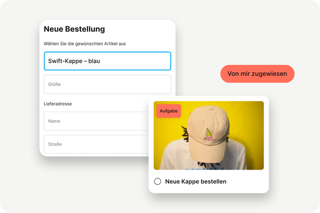 B2B-SaaS Mitarbeiterplattform UI: Bestellung, Aufgabe, Mitarbeiter App, Employee Experience Platform.