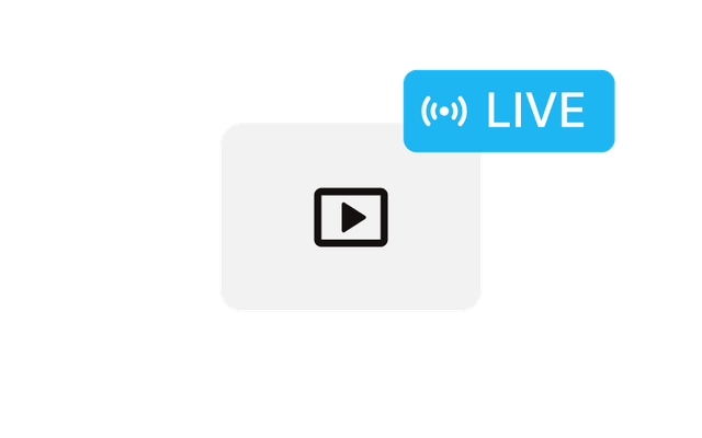 Live-Streaming Symbol mit Play-Button und LIVE-Label, digitales Mitarbeiterplattform-Feature.
