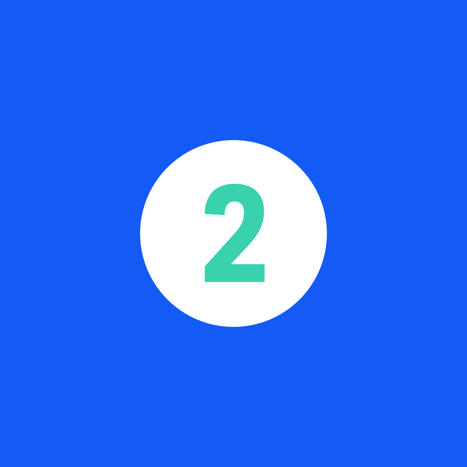 White circle with a green 2 on a blue background; no additional content or text visible.