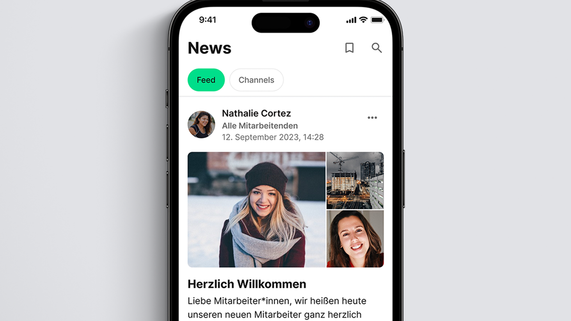 Mitarbeiterplattform News-Feed: Employee App, HR-Portal, Employee Experience Platform, Flip Flows.