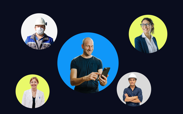 Frontline-Mitarbeiter nutzen Mitarbeiter App, Employee Experience Platform, HR-Portal, Flip Flows.
