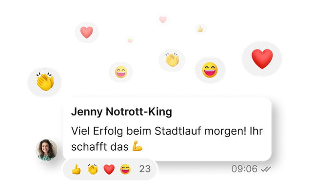 Mitarbeiterplattform: Kommentar mit Reaktionen, fördert Employee Engagement, HR-Software, Employee App.