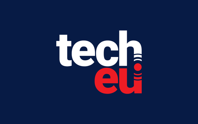 tech eu logo on a dark blue background, white and red text with signal wave design on u.