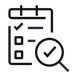 Transparent icon of a checklist and magnifying glass symbolizing task management and clarity.