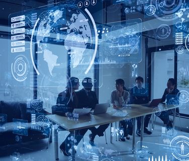 Digital workplace with team, global data, Flip Intelligence, Employee Experience Platform, AI Intranet.