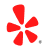 Red starburst logo with five asymmetrical, petal-like shapes on a black background.