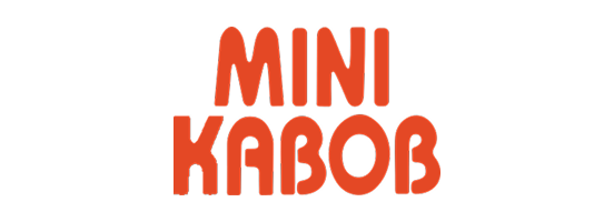 Bold red text reads "MINI KABOB" on a plain background.