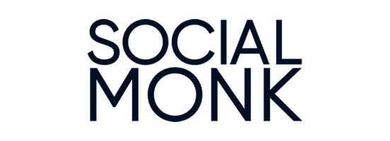 Bold, dark blue text reading "SOCIAL MONK" on a transparent background.