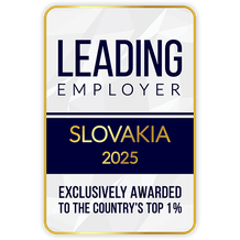 Award badge with text: "Leading Employer Slovakia 2025. Exclusively awarded to the country's top 1%."