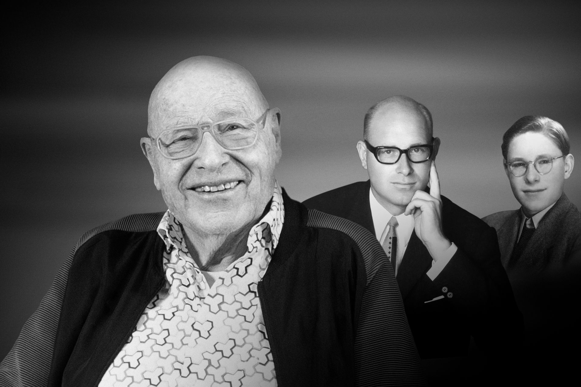 Porträt von Eberhard Bezner in verschiedenen Lebensphasen.