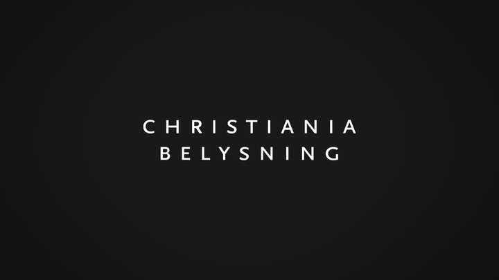 Logo von Christiania Belysning in weißer Schrift auf schwarzem Hintergrund