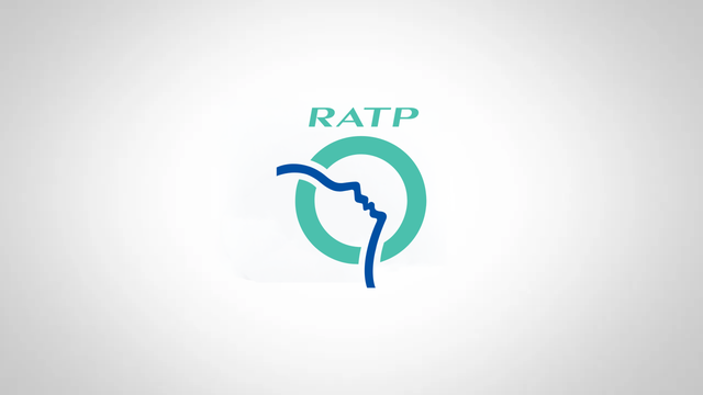 Stylized RATP logo featuring a turquoise circle with a blue line depicting a face in profile, text "RATP" above.