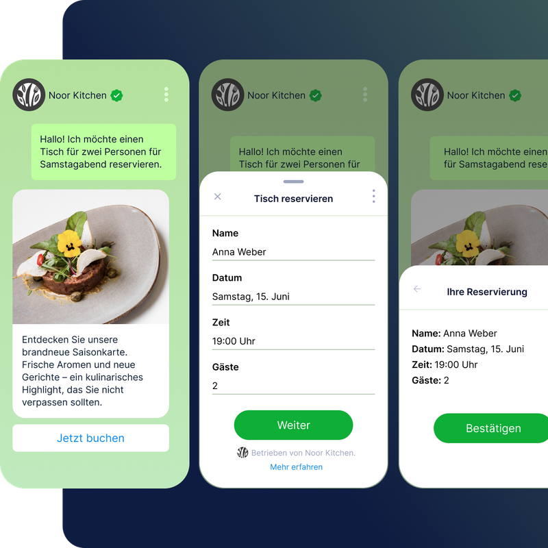 WhatsApp Business Messaging von Noor Kitchen: Vom Menüangebot über die Tischreservierung bis zur Buchungsbestätigung – ermöglicht durch die Messaging-Lösungen von LINK Mobility.