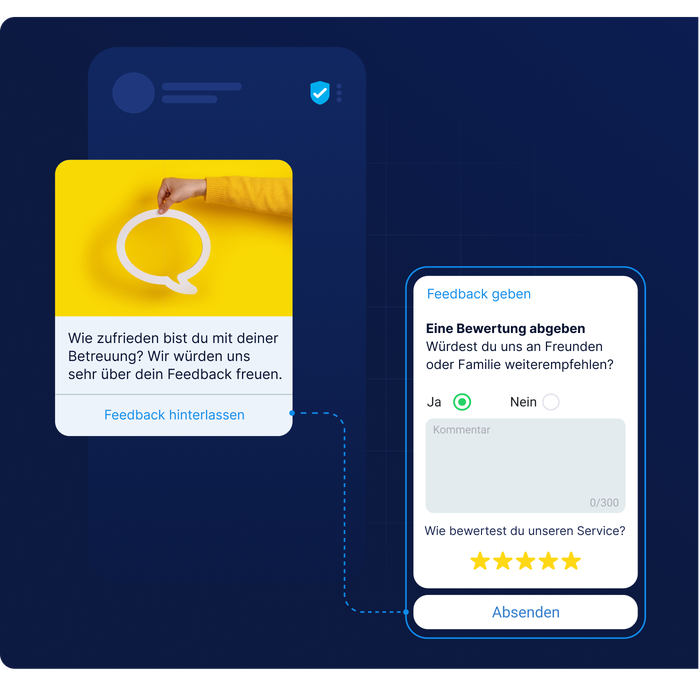 Gesundheitsanbieter sammelt Patientenfeedback und Bewertungen über eine automatisierte Messaging-Umfrage mit Sternebewertung und Kommentarfunktion von LINK Mobility.