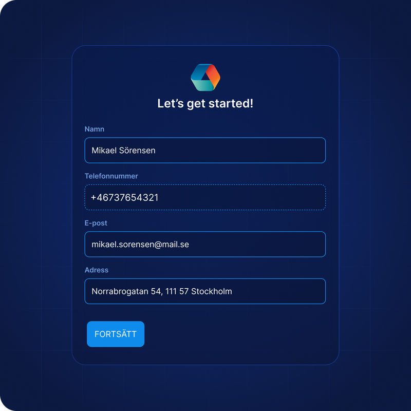 Illustration av ett formulär för nummer- och adressuppslag