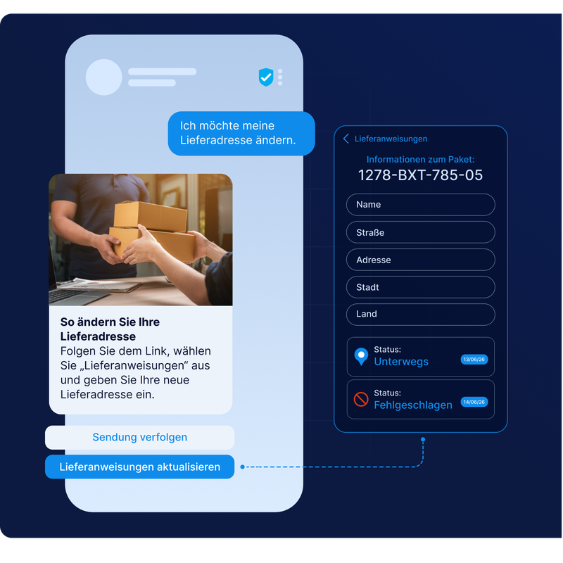 Sendungsverfolgung und Aktualisierung von Lieferanweisungen über die Kommunikationslösungen von LINK Mobility für Logistik und Supply Chain mit integriertem Formular.