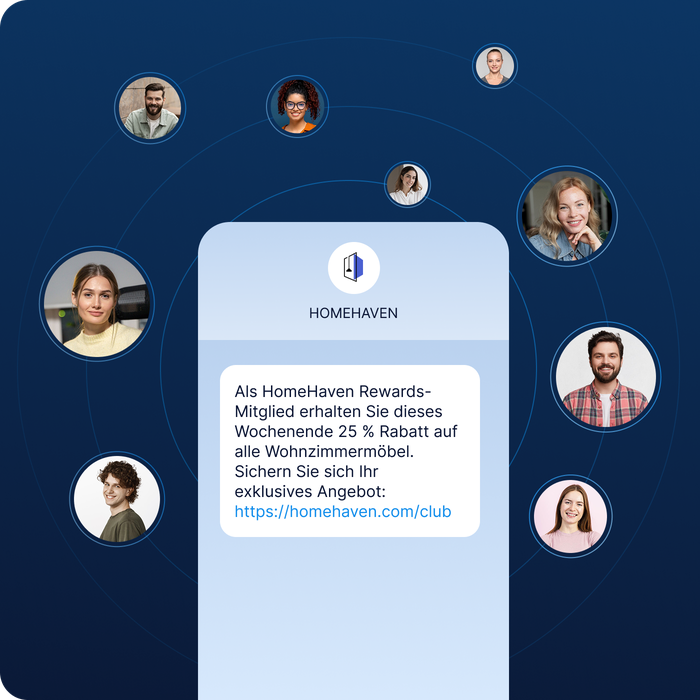 Personalisierte Angebote per SMS an treue Kunden senden. Erreichen Sie Ihre Mitglieder direkt mit exklusiven Aktionen über die SMS-Lösungen von LINK Mobility.