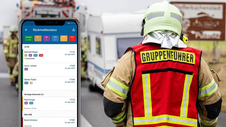 blaulichtSMS Rückmeldestatus für Feuerwehr-Einsatzleiter.