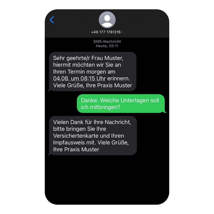 Patienten können im Chat Antworten & Fragen stellen.