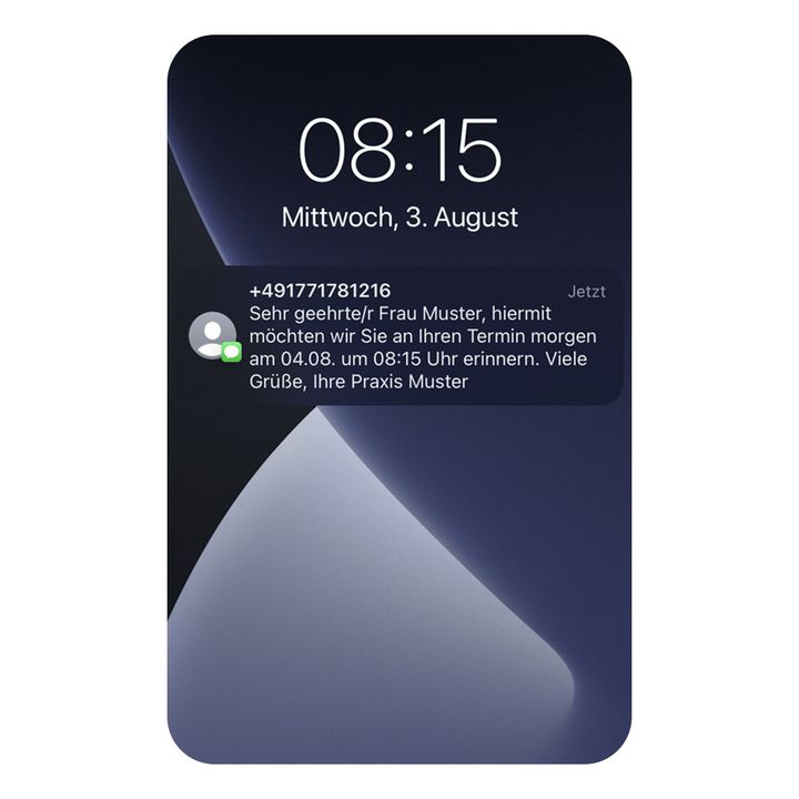 Patienten erhalten Terminerinnerungen per SMS direkt auf ihr Mobiltelefon.