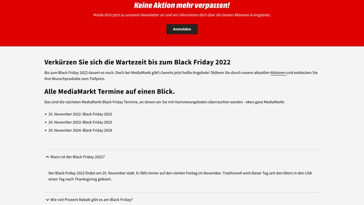 Black Friday Promotion Beispiel von Media Markt vom 22.06.2022.