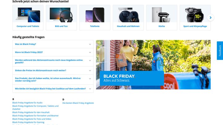 Black Friday Promotion Beispiel von Coolblue vom 22.06.2022.