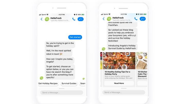 Conversational Marketing Beispiel von hellofresh.