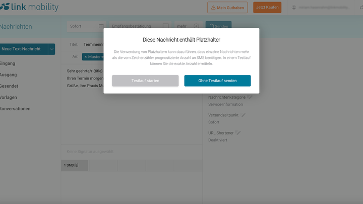 Versenden Sie Terminerinnerung per SMS ganz einfach über unser Messaging Portal.