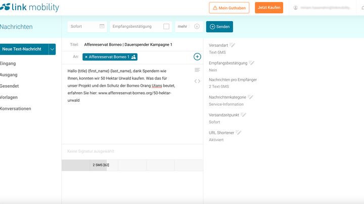 In 5 einfachen Schritten zu Ihrer ersten SMS-Kampagne. Schritt 4: SMS-Vorlage erstellen.