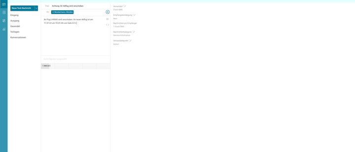 websms Messaging Portal Oberfläche neue Text-Nachricht schreiben.