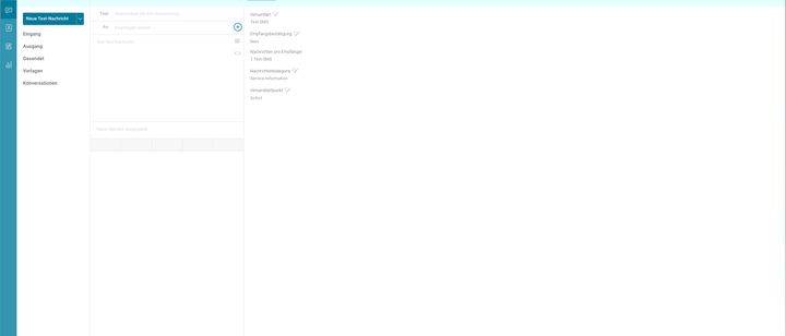 websms Messaging Portal Oberfläche neue Text-Nachricht.