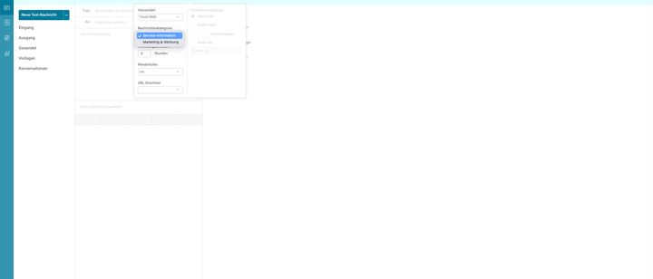 websms Messaging Portal Oberfläche Nachrichtenkategorie Flash-SMS.
