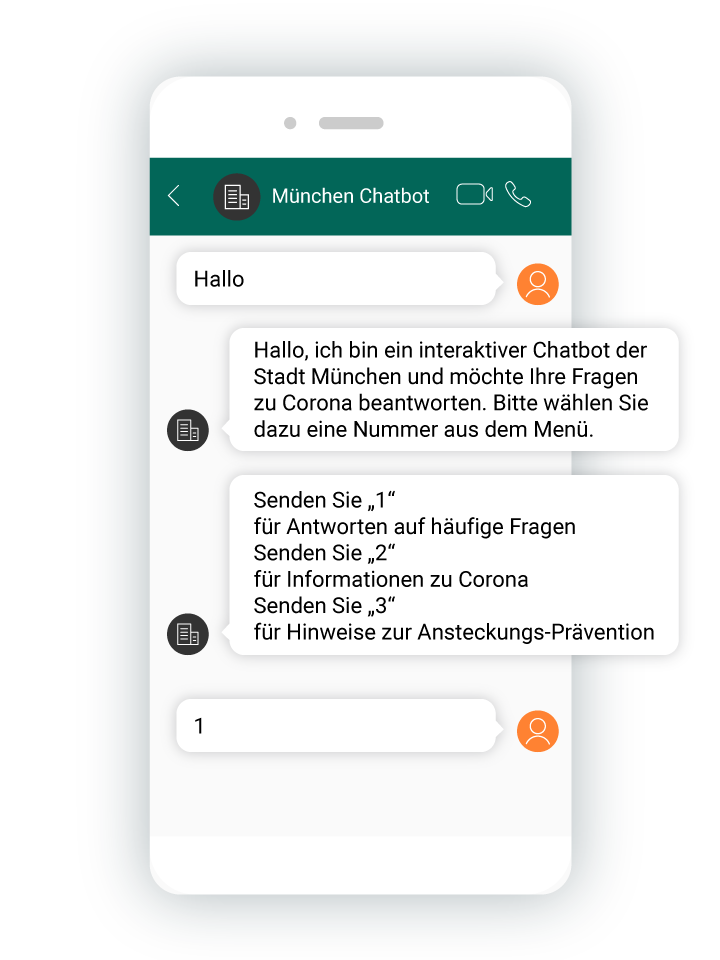 WhatsApp Chatbot zur Corona-Prävention und Aufklärung.
