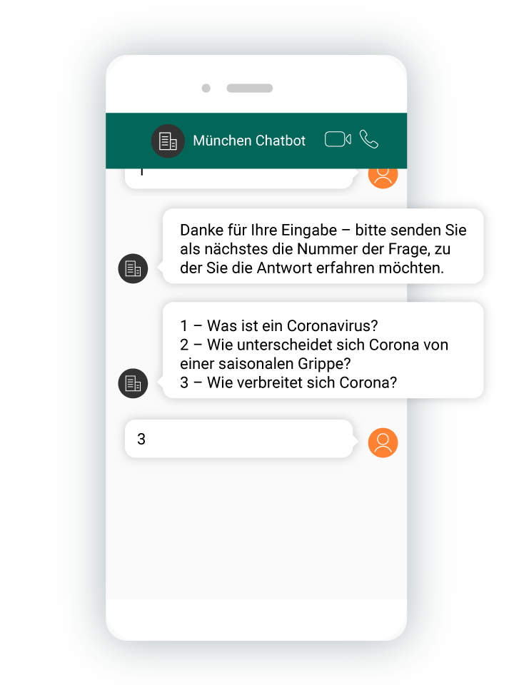 WhatsApp Chatbot zur Corona-Prävention und Aufklärung.