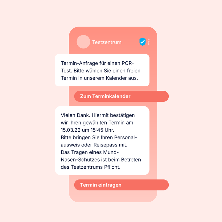 Terminvereinbarung für Corona-Tests via RCS.