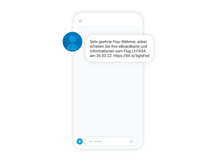Smartphone mit eBoardkarte per SMS.