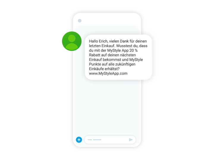 Mobiltelefon mit einer Nachricht zu einem Rabatt in einer Kunden-App.